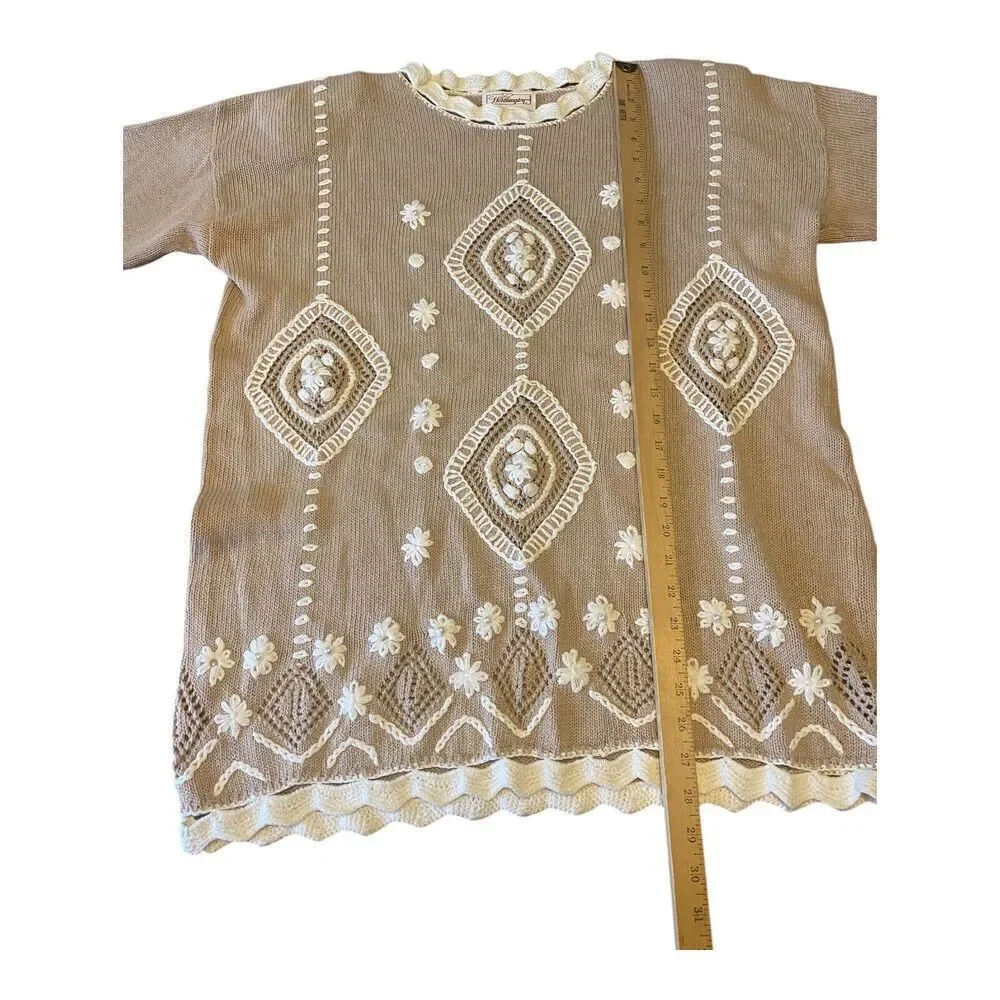 Vintage WORTHINGTON Women's Embroidered Tunic Sweater Large Boho Cottagcore
